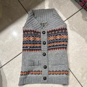 Telluride original brand clothing dog M Gray Knit Button-Up Vest with Pattern
